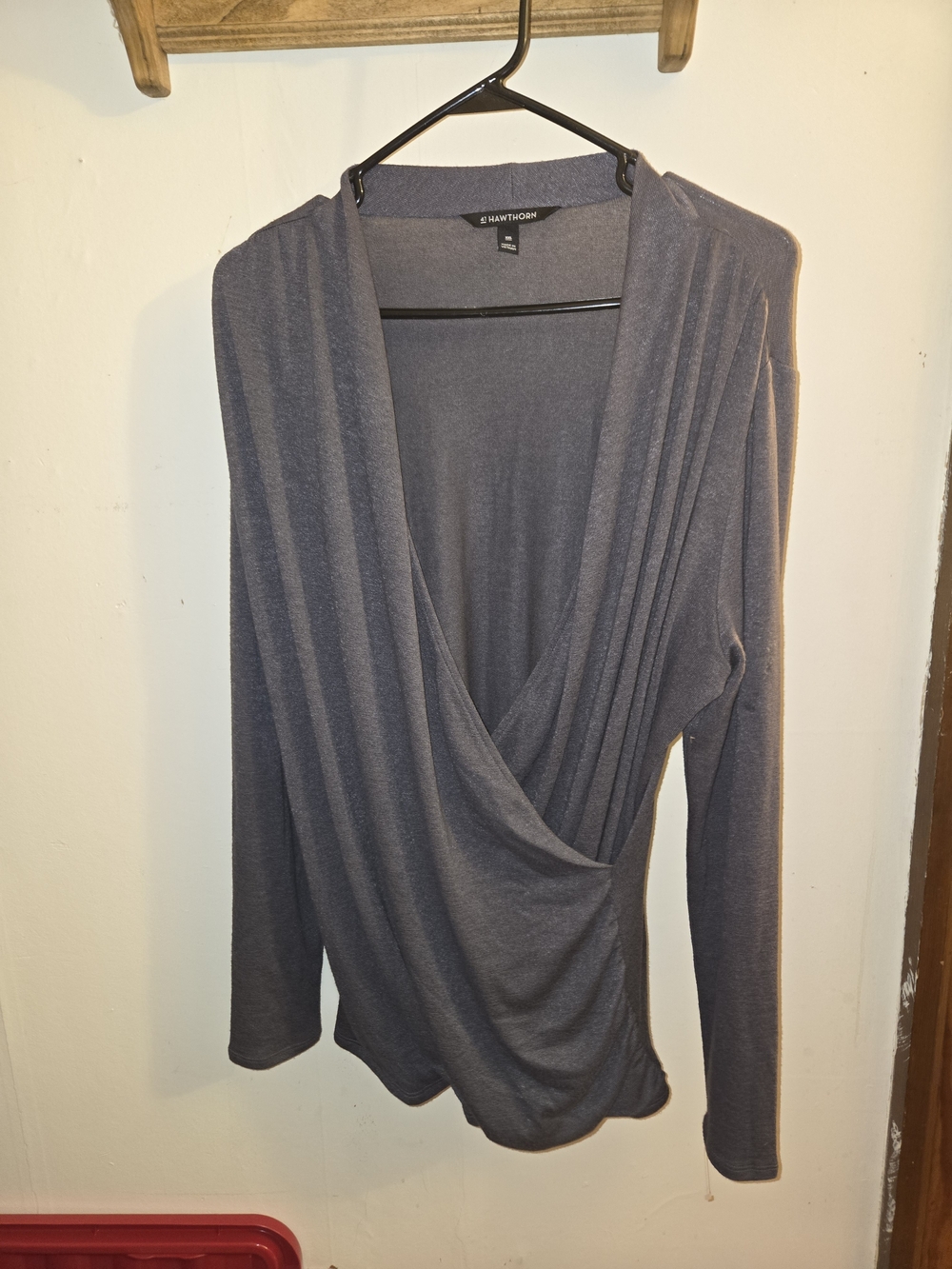 Hawthorn Draped Wrap-Front V-Neck Sweater - Charcoal Gray